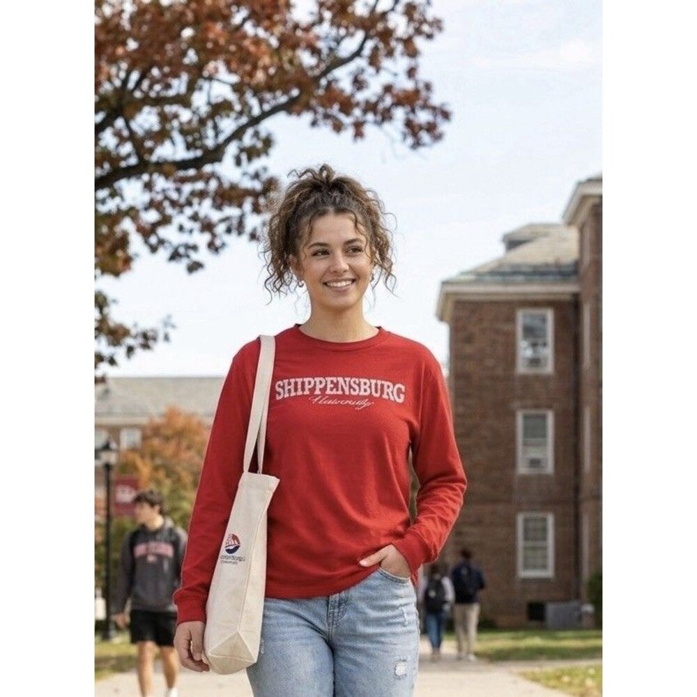 Vintage Shippensburg University Long Sleeve Shirt Red Women's Large L Russell